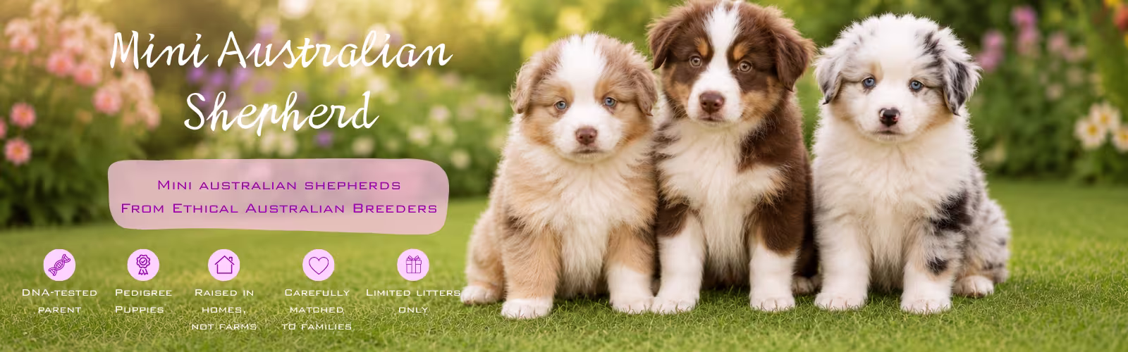 featuring a Mini Australian Shepherd puppy for a breed information