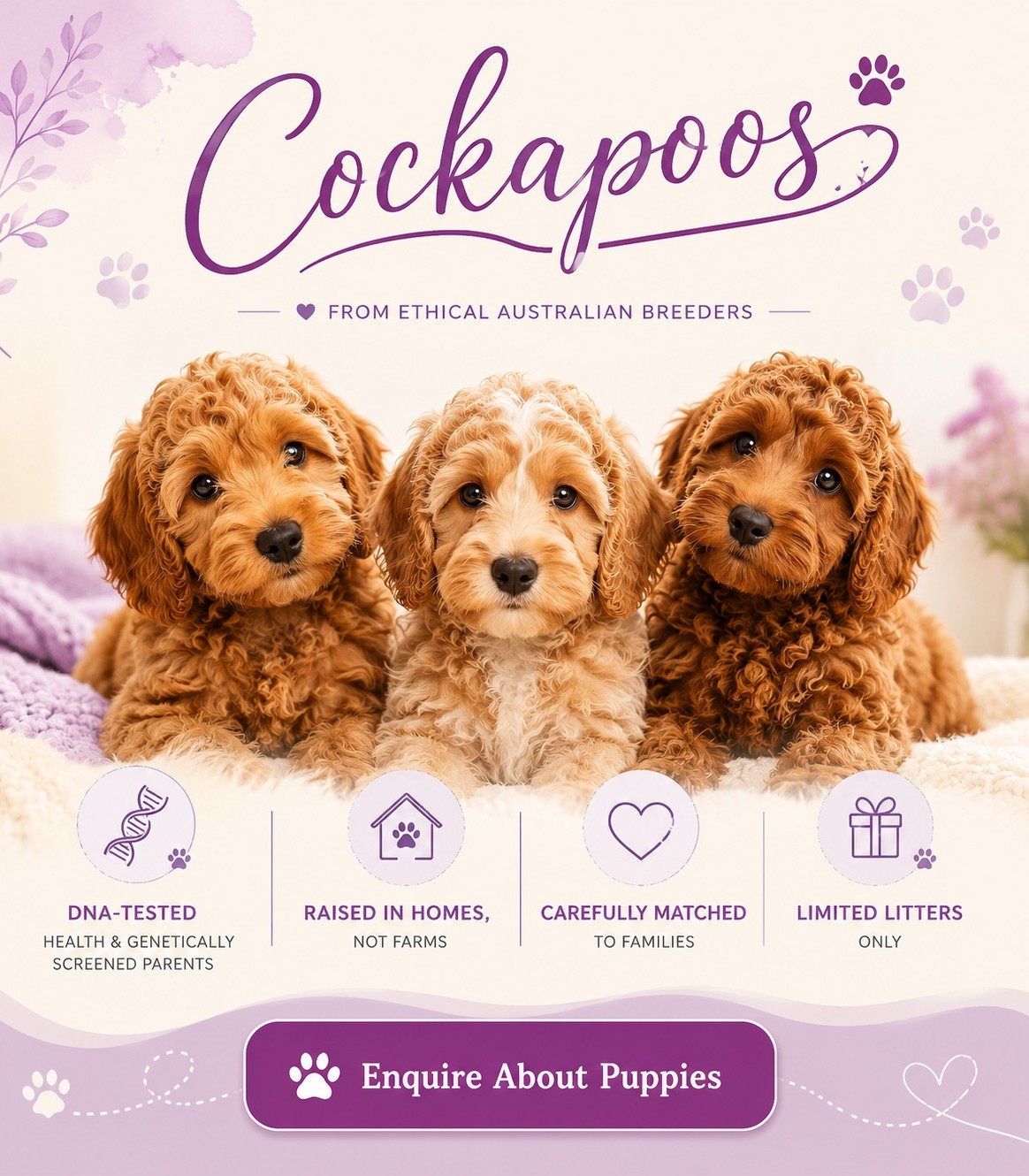 Cockapoo puppy with soft curly coat looking playful